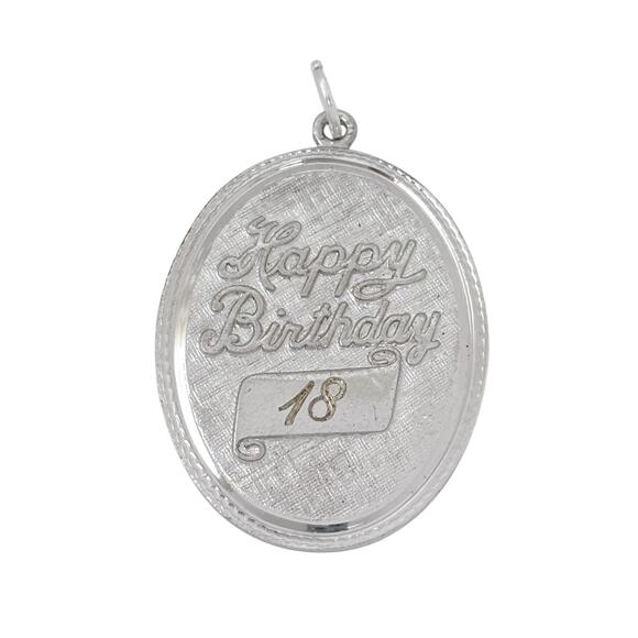 Happy 18th Birthday Charm Pendant | Vintage Sterling Silver 925 - Picture 2 of 6